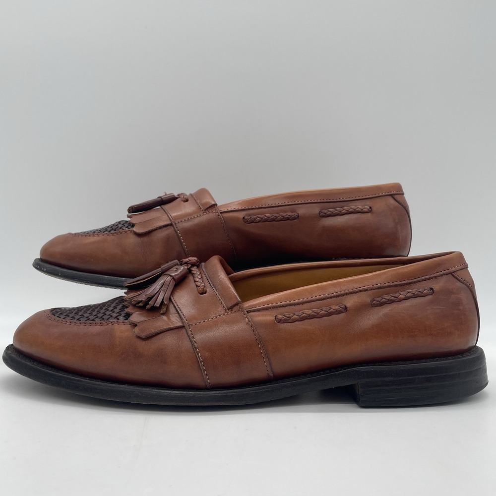 Allen Edmonds‎ Mens 9.5 E Shoes Cody Loafers Brown Leather Tassel Weave USA Wide